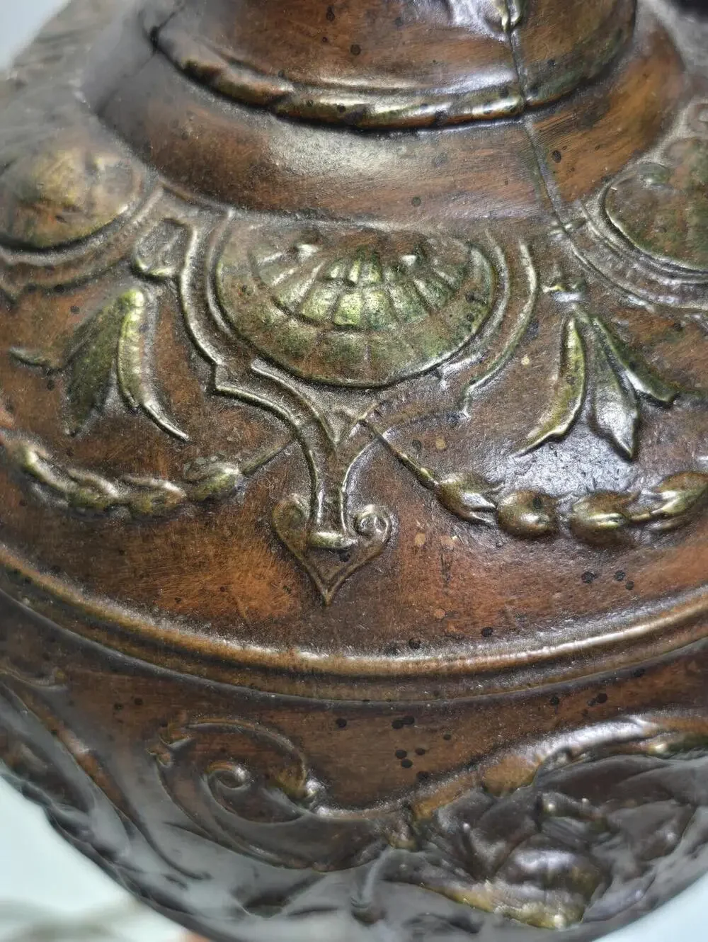 Grand Tour Style Bronze Figural Ewer Lamp Red Marble Base Heavy 29